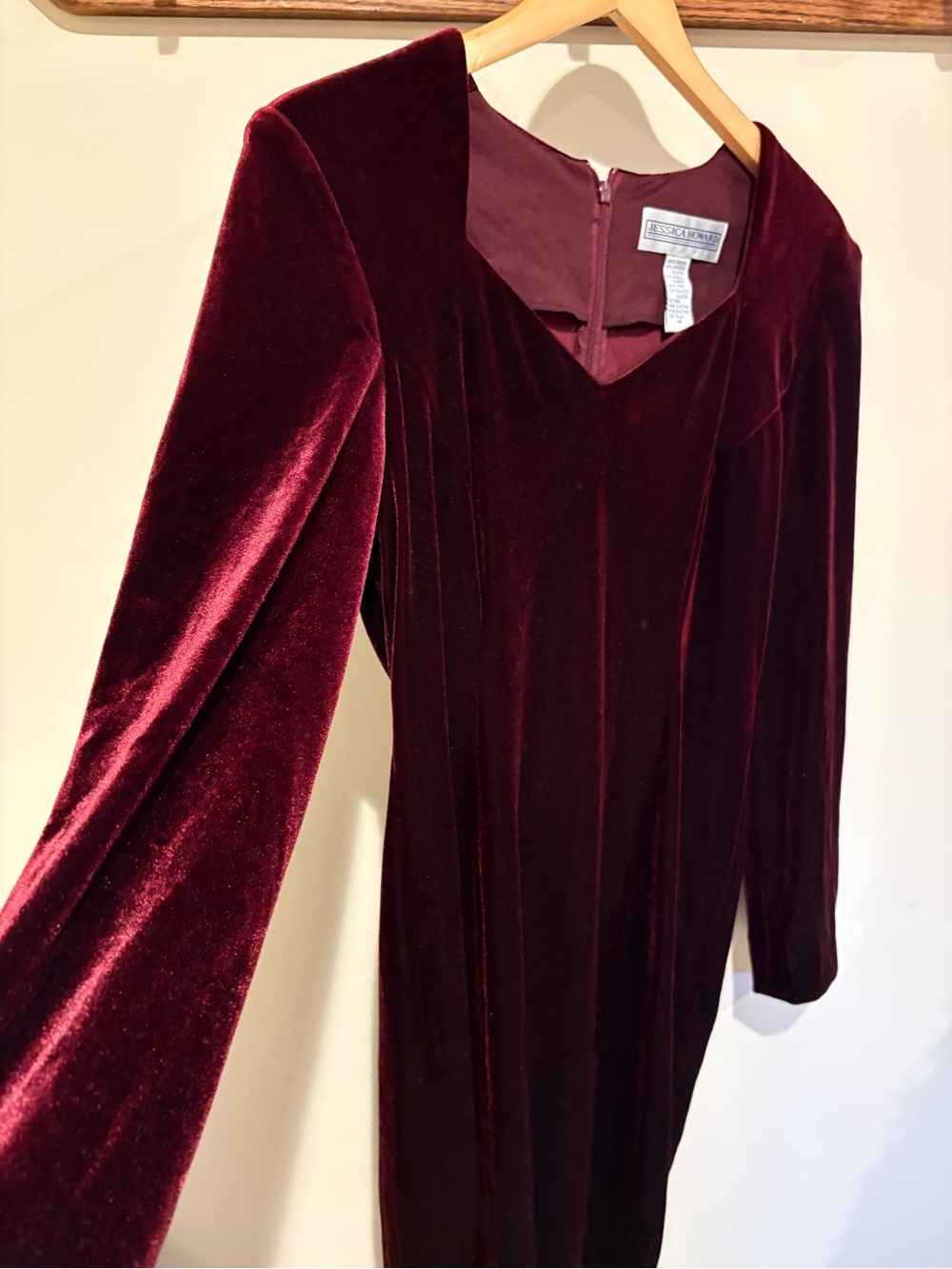 Vintage Burgundy Velvet Midi Dress Sweetheart Holiday Christmas